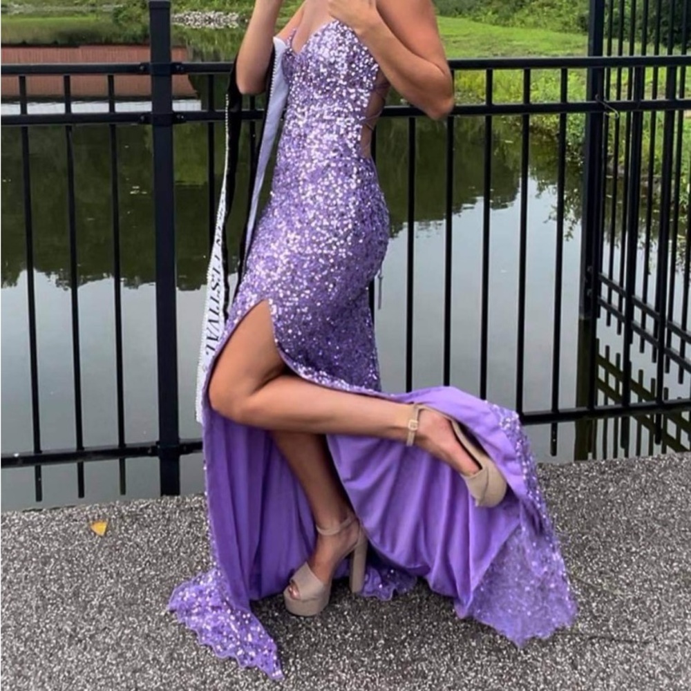 Rachel Allan Lavender Sequin Dress - Picture 4 of 7